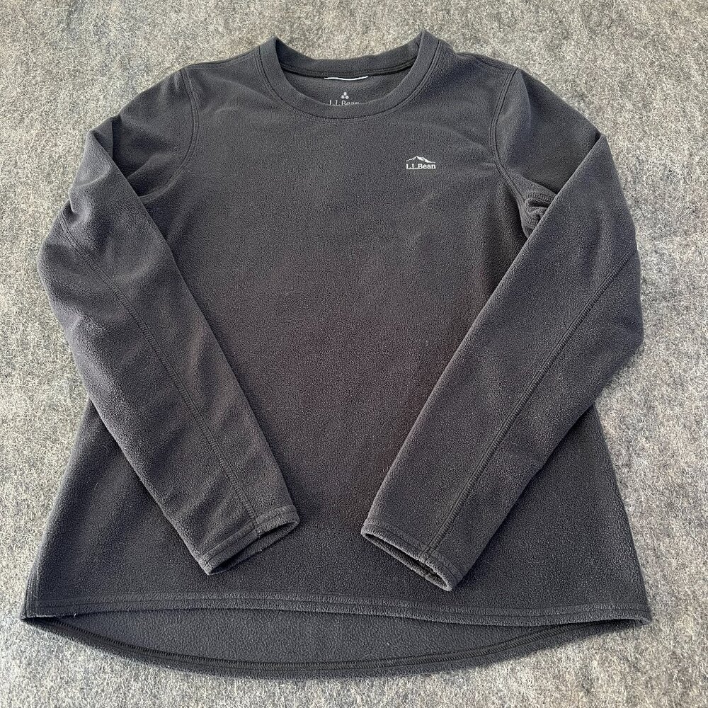 LL Bean Mens Medium black crewneck fleece‎ sweatshirt